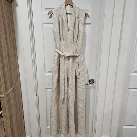 Adam Lippes Nansi belted metallic-tweed jumpsuit - Picture 5 of 10